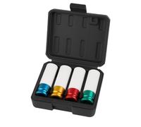 Simply Brands 1/2-Inch Deep Impact Socket Set, Chrome Vanadium Steel, 4-Piece Set, 17mm, 19mm, 21mm, 22mm Sockets