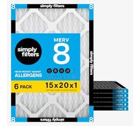 Simply by MervFilters, 15x20x1 Air Filter, MERV 8, MPR 600, AC Furnace Air Filter, 6-Pack