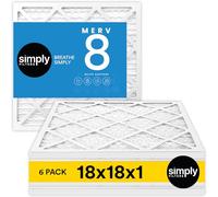 Simply by MervFilters, 18x18x1 (17.75 x 17.75) Air Filter, MERV 8, MPR 600, AC Furnace Air Filter, 6 Pack