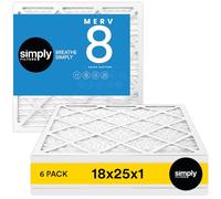Simply by MervFilters, 18x25x1 (17.75 x 24.75) Air Filter, MERV 8, MPR 600, AC Furnace Air Filter, 6 Pack