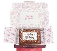 Simply Cake Co. - Happy Birthday Brownie Slab - Edible Design - Homemade Chocolate Brownie - Super Gooey & Indulgent - Flavourful - Luxury Treats - Sharing-Size Slab