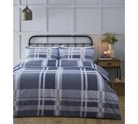 Simply Charlotte Carson Super King Size Duvet Cover Set Check Bedding Bed Set Blue