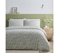 (Super King, Green) Floral Duvet Cover Set Bedding with Flowers Bed Set Grey Green Quilt Cover
