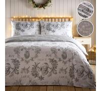 Simply Charlotte Santa Joy Double Bed Duvet Cover Set Christmas Xmas Bedding Bed Set Grey