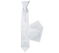 Simply Charming Boys First Holy Communion Tie and Hanky Set with Cross- Pre-tied White Tie and Folded Handkerchief Embroidered with the Cross for 1st Communion, Baptism or Confirmation