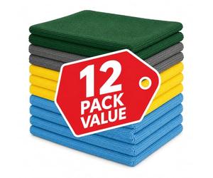 Simply CLE018 - Pack of 12 - Microfibre Buffing Clothes for Cleaning & Buffing - Soft & Durabe - Highly Absorbent - Streak & Lint Free - Eco Friendly