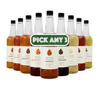 Simply Coffee Syrup 1L | Pick Any 3 Flavours | Vegan, Nut Free & Gluten Free | Flavoured Syrups for Coffee, Milkshakes, Cocktails, Desserts & Baking | 3 x 1 Litre Bottles