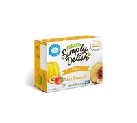 Simply Delish, Sugar-Free Natural Jelly Dessert - Vegan, Gluten and Fat-Free, Peach Flavour - Pack of 24, 20g Keto Friendly Sweets