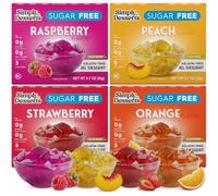 Simply Delish Vegetable Natural Variety Bundle Jel Dessert - 4 Pack (1) Raspberry, Peach, Strawberry and Orange - No Sugar, 0g Net Carbs, Gluten Free, Vegan, Diabetics and
