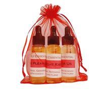 Simply Essential Sensual Massage Oil Gift Set 3 x 30ml Midnight Kiss, Pure Pleasure & Just for Us Blends (RED Bag)