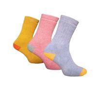 Simply Essentials Womens/Ladies Alpaca Wool Blend Hike H&T Socks (Pack Of 3) (4-7 UK) (Mustard/Pink/Blue)