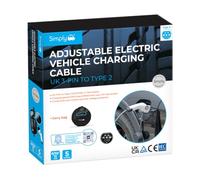 Simply EV012 (Updated 2025 Model) Premium Adjustable Amperage EV Fast-Charging Cable 3.1kW 8/10/13A - UK 3-Pin to Type 2, 5M - Durable & Flexible with Digital Controller + Carry Bag