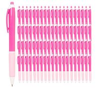 Simply Genius (100 Pack) Retractable Ballpoint Pens Lot Medium Point Black Ink Pens Bulk Click Pens for Journal Notebook Writing Office Supplies, Pink