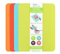 Simply Genius Plastic Cutting Boards for Kitchen - Color Coded Chopping Board Set - Flexible Cutting Mats for Meat & Vegetables - Dishwasher Safe, Non-Slip, BPA Free (4-Pack Multicolor, 11.5"x 15")