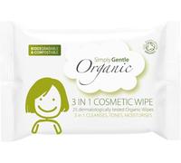 Simply Gentle Organic 3-in-1 Face Towels, Cosmetic Wet Wipes, 100% Cotton Pads, Makeup Remover, Plastic Free, Water formula, tested for Sensitive Skin Cleansing Pads, Moisturise, 25 count (Pack of 1)