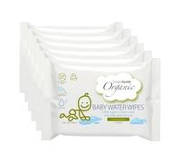 Simply Gentle Organic - Baby Water Wipes, 100% Organic Cotton with 99% Water Formula - Soft & Hypoallergenic, Suitable for Newborn - Chemical Free, Dermatological Tested - 52 (Pack of 6)