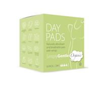 Simply Gentle Organic Day Pads with Wings for Women, Ultra Absorbent, 100% Cotton, Thin and Breathable, Plastic Free, Leak Protection, Sanitary, Comfortable, for Sensitive Skin, 30 Pads (Pack of 3)