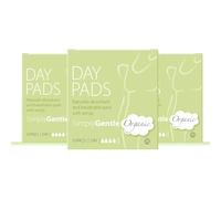 Simply Gentle Organic Day Pads with Wings for Women, Ultra Absorbent, 100% Cotton, Thin and Breathable, Plastic Free, Leak Protection, Sanitary, Comfortable, for Sensitive Skin, 10 Pads