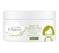 Simply Gentle Organic Facial Cleansing Pads with Aloe Vera - 100% Organic Cotton Makeup Remover Pads for Sensitive Skin - Dermatologically Tested, Eco-Friendly & Soil Association Approved- 30 Pieces