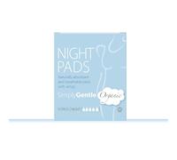 Simply Gentle Organic Night Pads with Wings for Women, Ultra Absorbent, 100% Cotton, Thin and Breathable, Plastic Free, Leak Protection, Sanitary, Comfortable, for Sensitive Skin, 10 Pads