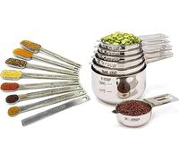 Simply Gourmet Measuring Cups and Spoons - Set of 15pc, Heavy-Duty, Stainless-Steel Measuring Spoons and Measuring Cups for Baking & Cooking - Dishwasher-Safe Kitchen Accessories