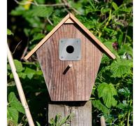 Simply Hardware Satin Stainless Steel Bird Box Protector / Nest Box Protection Plate Kit - 70 x 70mm - 32mm Hole