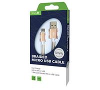 Simply ICMC04 Micro USB to USB 1.5 m Long Braided Charging Cable for Smartphones, Tablets, Sat Navs & Playstation 4 Controllers,Gold