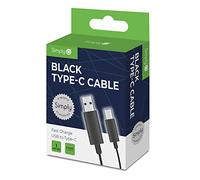 Simply ICTC01 Type C to USB 1 m Long Nylon Charging Cable for Samsung, HTC, LG & Other Smartphones & Playstation 5/Xbox One & Series X Controllers, Black