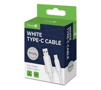 Simply ICTC02 Type C to USB 1 m Long Nylon Charging Cable for Samsung, HTC, LG & Other Smartphones & Playstation 5/XboxOne & Series X Controllers, White