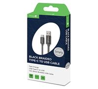 Simply ICTC08 Type C to USB 3 m Long Braided Charging Cable for Samsung, HTC, LG & Other Smartphones & Playstation 5/XboxOne & Series X Controllers, Black