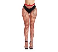 Simply Joshimo Womens Coloured Fishnet Tights | Large Whale Net Colourful Bright Pantyhose (Red)