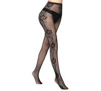 Simply Joshimo Womens Patterned Black Lace Fishnet Net Tights/Fashion Pantyhose With Pattern Prints (English Rose)