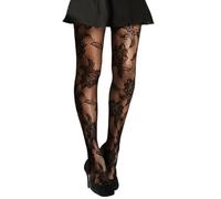 Simply Joshimo Womens Patterned Black Lace Fishnet Net Tights/Fashion Pantyhose With Pattern Prints (Bold English Rose)
