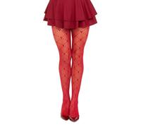 Simply Joshimo Women's Patterned Fishnet Fashion Tights - Love Heart Valentine's Pattern - Black, Red or White