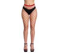 Simply Joshimo Womens Wide Whale Net Fishnet Tights - Large Diamond Hole Pantyhose (Red)