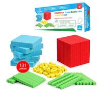 Simply Magic Base Ten Blocks - 131 PCS Foam Math Manipulatives for K-3, Age 4-8, 6 cm x 12 cm x 1.27 cm