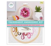 Simply Make Adults Peony Sewing Needle Stitch Embroidery Hobby Kit, Makes Perfect Present for Any Creativity Enthusiast, or Hobbyist, Ideal for Beginners, New Starter