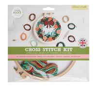Simply Make Cross Stitch Kit - Autumn Wreath Design for Kids and Adults, Including Hoop, Embroidery Thread, Fabric and Needle - Perfect for Adult Crafts and Beginners - Starter Cross Stitch Craft Kit