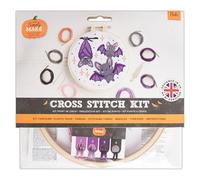 Simply MAKE Cross Stitch Kit Bat Design, Halloween, Hoop, Embroidery Thread, Fabric & Needle, Perfect for Beginners, Starter Cross Stitch Craft Kit, Great Gifts, Craft Hobbyists, Halloween Home Décor