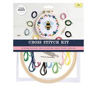 Simply Make Cross Stitch Kit - Bee Design for Kids and Adults, Including Hoop, Embroidery Thread, Fabric and Needle - Perfect for Adult Crafts and Beginners - Starter Cross Stitch Craft Kit
