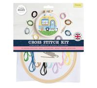Simply Make Cross Stitch Kit, Caravan, Multicoloured, Single Craft Kit, Cross Stitch Kits for Adults, Sewing Kit and Embroidery Kit for Home Crafts, Embroidery Threads Included