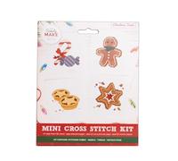 Simply MAKE Cross Stitch Kit, Christmas Treats 4 Pack, Hoop Embroidery, Thread, Fabric & Needle, Perfect for Beginners, Starter Cross Stitch Craft Kit, Great Gift, Craft Hobbyists, Festive Home Décor
