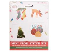 Simply MAKE Cross Stitch Kit, Classic Christmas 4 Pack, Hoop Embroidery, Thread, Fabric & Needle, Perfect For Beginners, Starter Cross Stitch Craft Kit, Great Gift, Craft Hobbyists, Festive Home Décor