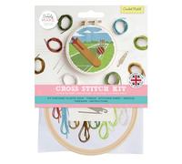 Simply MAKE Cross Stitch Kit Cricket Match Design, Kids & Adults, Hoop, Embroidery Thread, Adult Crafts, Beginners Craft Kit