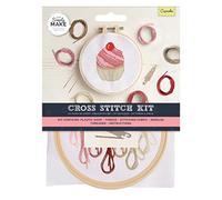 Simply Make Cross Stitch Kit - Cupcake Design for Kids and Adults, Including Hoop, Embroidery Thread, Fabric and Needle - Perfect for Adult Crafts and Beginners - Starter Cross Stitch Craft Kit
