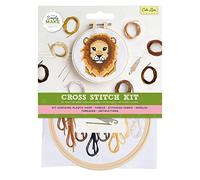 Simply Make Cross Stitch Kit - Cute Lion Design for Kids and Adults, Including Hoop, Embroidery Thread, Fabric and Needle - Perfect for Adult Crafts and Beginners - Starter Cross Stitch Craft Kit