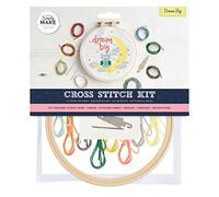 Simply Make Cross Stitch Kit - Dream Big Design for Kids and Adults, Including Hoop, Embroidery Thread, Fabric and Needle - Perfect for Adult Crafts and Beginners - Starter Cross Stitch Craft Kit