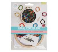 Simply Make Cross Stitch Kit - Fireworks Design for Kids and Adults, Including Hoop, Embroidery Thread, Fabric and Needle - Perfect for Adult Crafts and Beginners - Starter Cross Stitch Craft Kit