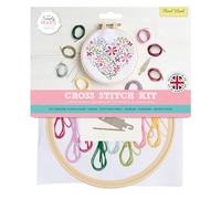 Simply Make Cross Stitch Kit - Floral Heart, Multicoloured, Adults' Craft Kit With Embroidery Threads