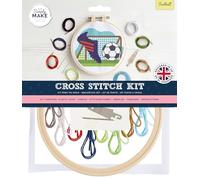 Simply MAKE Cross Stitch Kit Football Design, Kids & Adults, Hoop, Embroidery Thread, Adult Crafts, Beginners Craft Kit